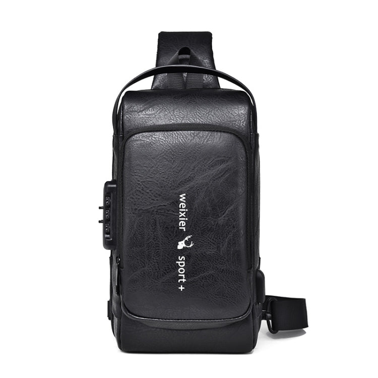 WEIXIER X318 Single Shoulder Crossbody Male Waterproof Anti-Theft Small Backpack(Black)