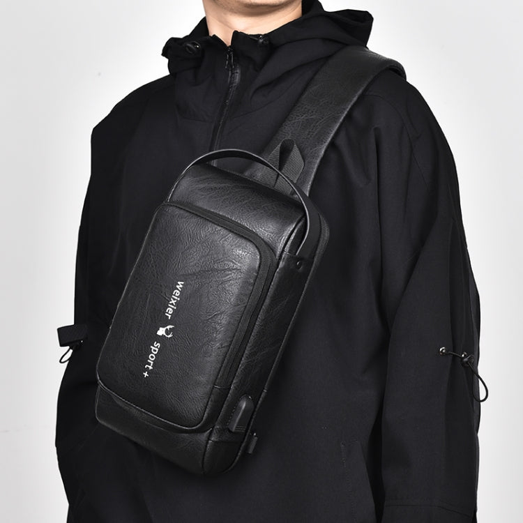 WEIXIER X318 Single Shoulder Crossbody Male Waterproof Anti-Theft Small Backpack(Black)