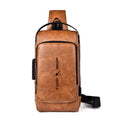 WEIXIER X318 Single Shoulder Crossbody Male Waterproof Anti-Theft Small Backpack(Light Brown)