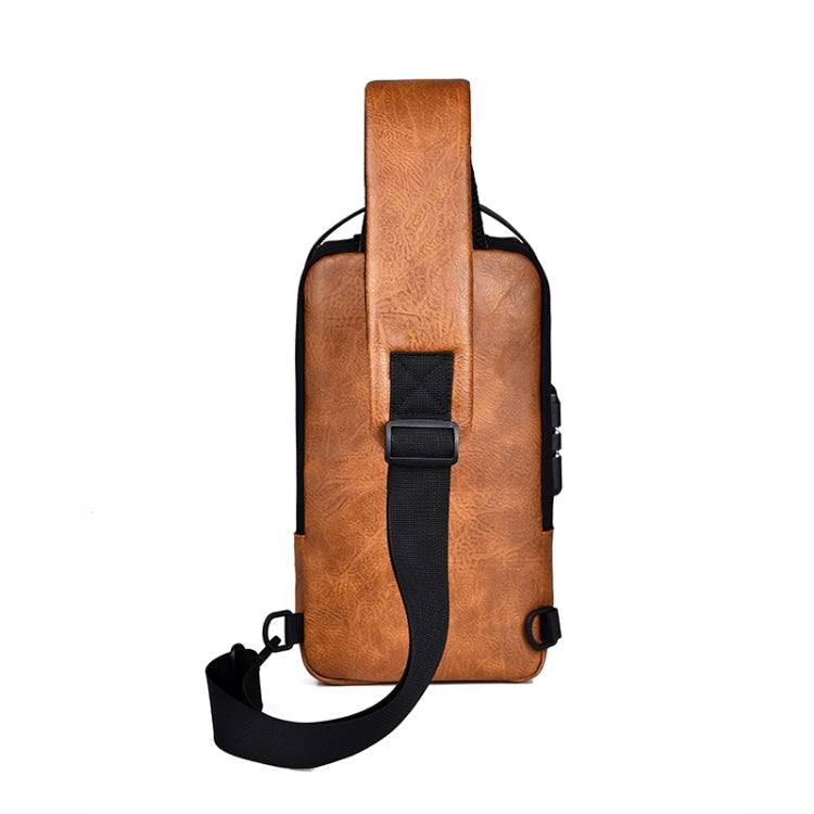 WEIXIER X318 Single Shoulder Crossbody Male Waterproof Anti-Theft Small Backpack(Light Brown)