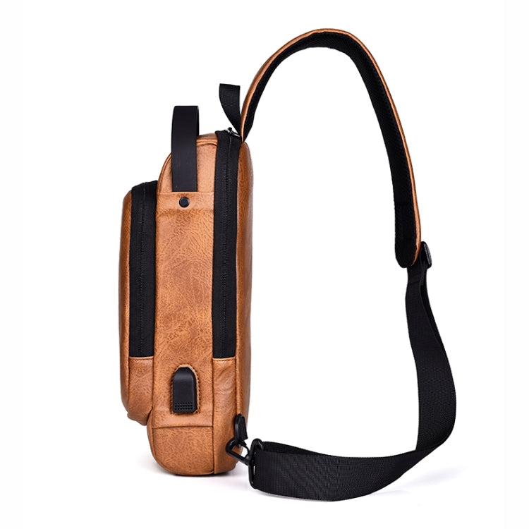 WEIXIER X318 Single Shoulder Crossbody Male Waterproof Anti-Theft Small Backpack(Light Brown)
