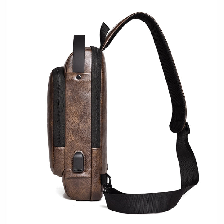 WEIXIER X318 Single Shoulder Crossbody Male Waterproof Anti-Theft Small Backpack(Dark Brown)