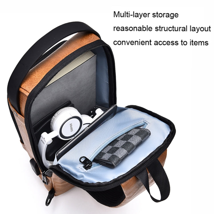 WEIXIER X318 Single Shoulder Crossbody Male Waterproof Anti-Theft Small Backpack(Black)