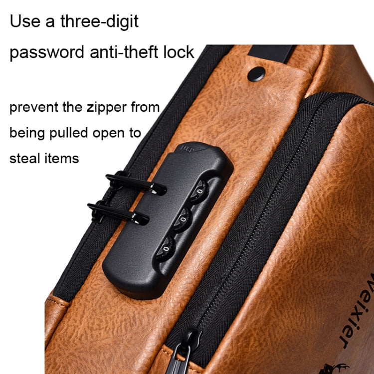 WEIXIER X318 Single Shoulder Crossbody Male Waterproof Anti-Theft Small Backpack(Dark Brown)