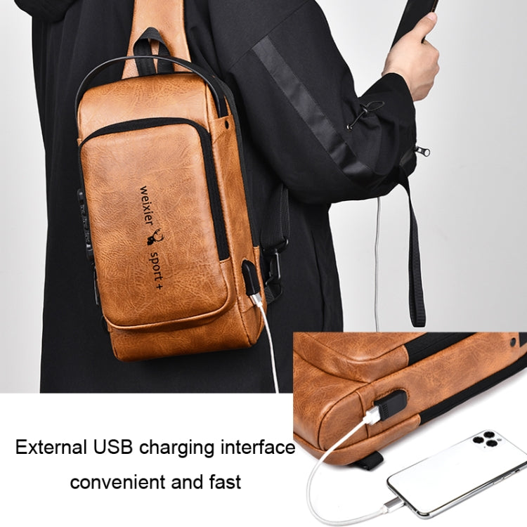 WEIXIER X318 Single Shoulder Crossbody Male Waterproof Anti-Theft Small Backpack(Black)