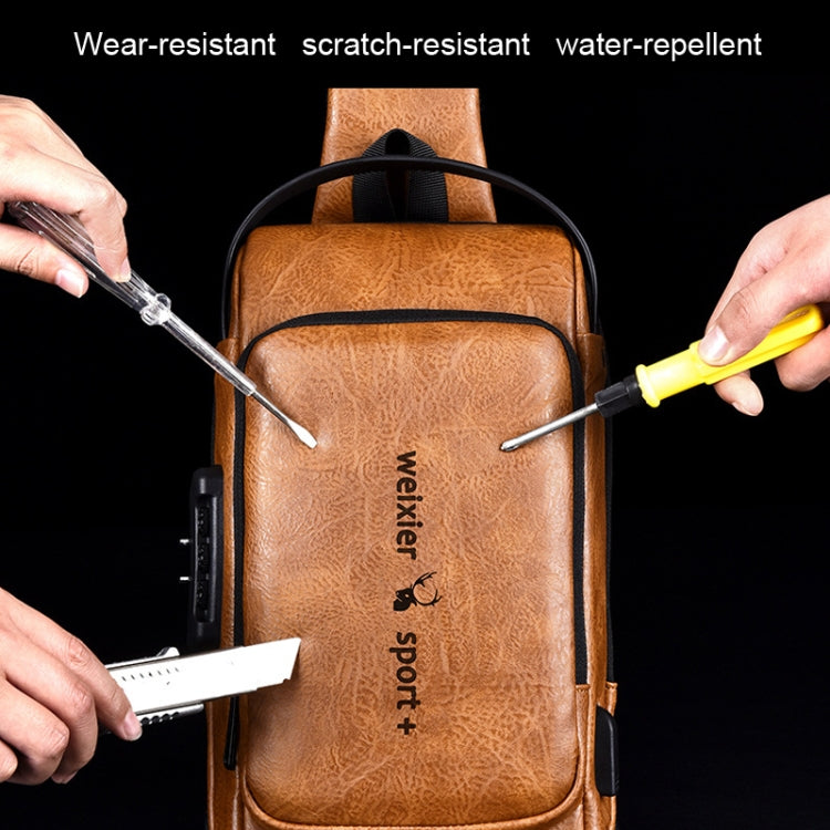WEIXIER X318 Single Shoulder Crossbody Male Waterproof Anti-Theft Small Backpack(Dark Brown)