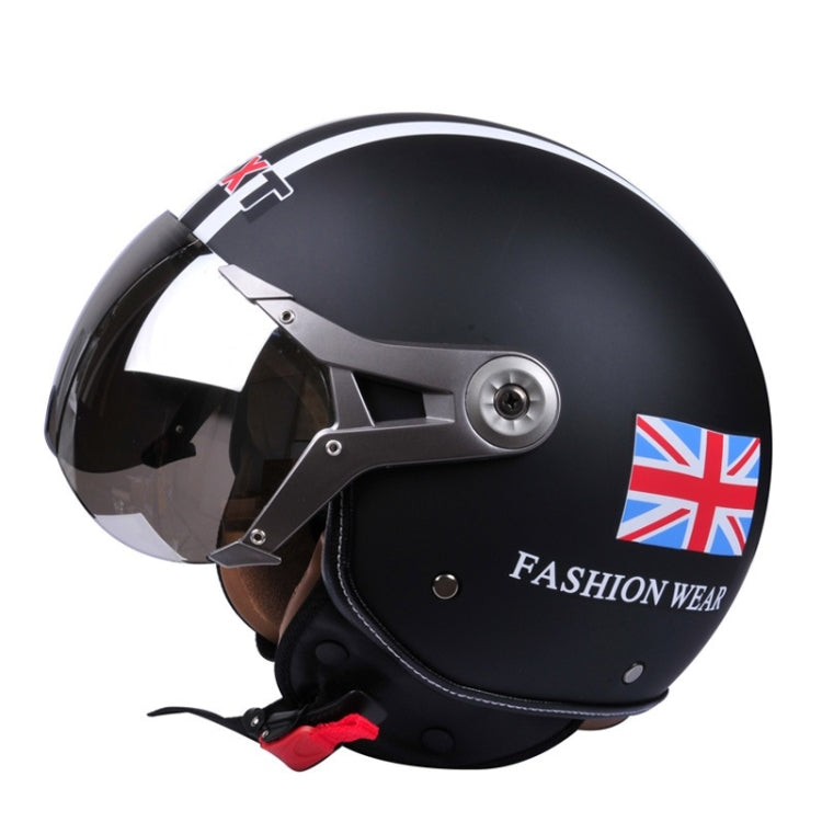 GXT Electric Vehicle Half Cover Helmet Four Seasons Retro Helmet, Size: M(Matte Black Flower)