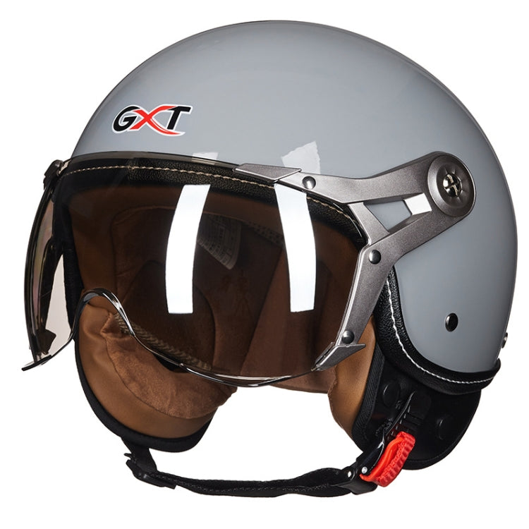 GXT Electric Vehicle Half Cover Helmet Four Seasons Retro Helmet, Size: L(Cement Gray)