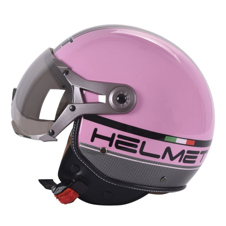 GXT Electric Vehicle Half Cover Helmet Four Seasons Retro Helmet, Size: XL(Pink Flower)