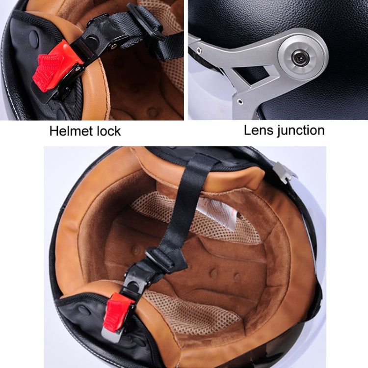 GXT Electric Vehicle Half Cover Helmet Four Seasons Retro Helmet, Size: M(Painted White Red Stripes)