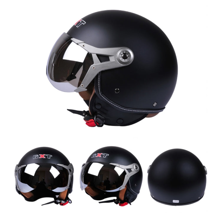 GXT Electric Vehicle Half Cover Helmet Four Seasons Retro Helmet, Size: L(Painted White Red Stripes)