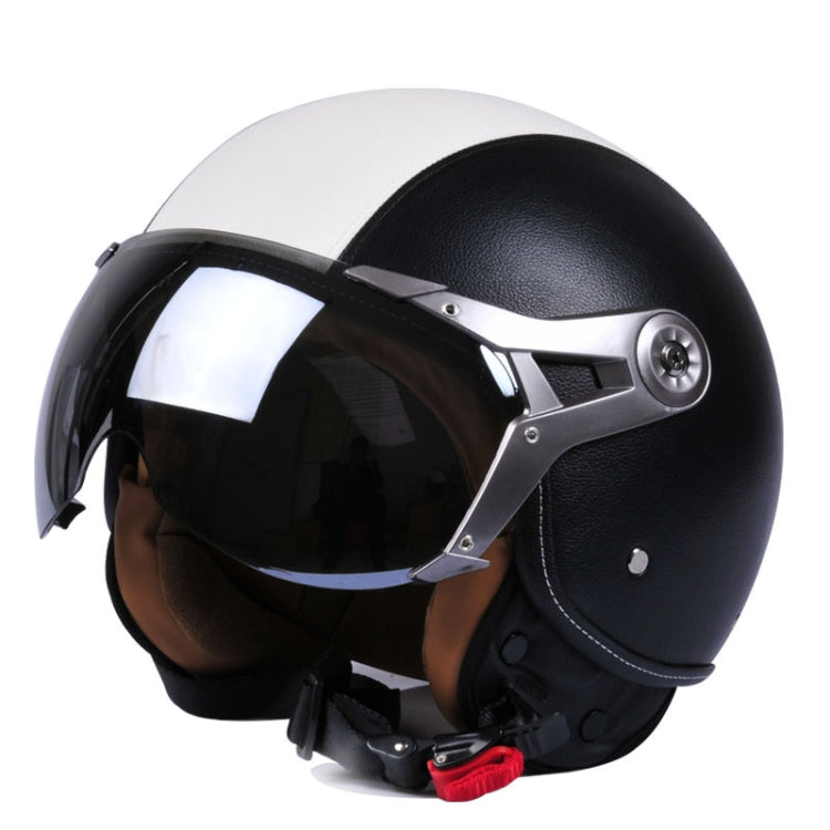 GXT Electric Vehicle Half Cover Four Seasons Retro Helmet, Size: L(Black White)