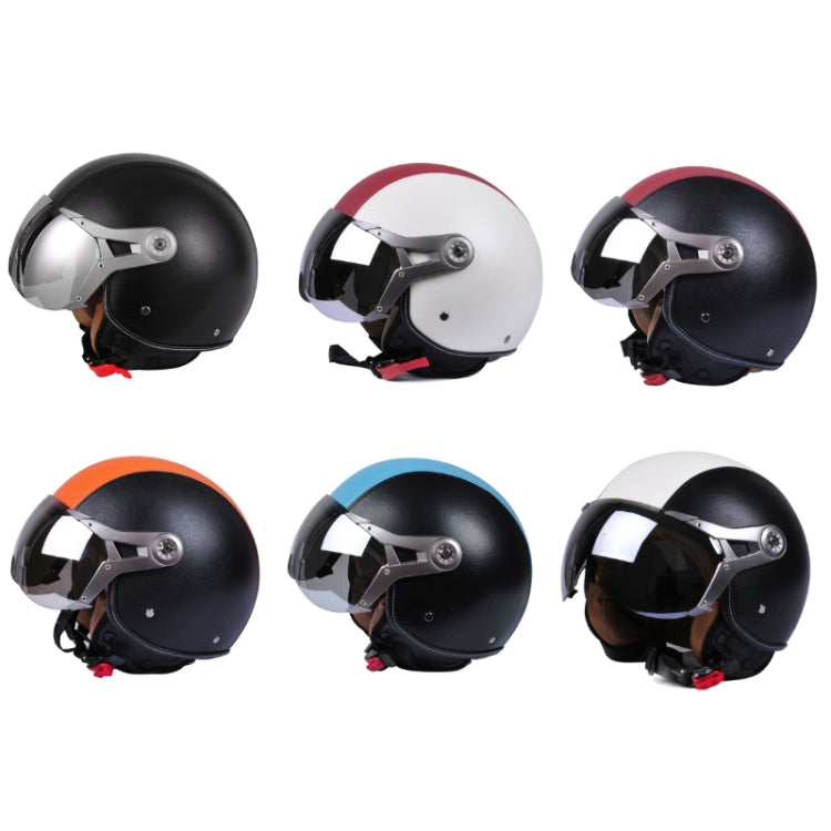 GXT Electric Vehicle Half Cover Four Seasons Retro Helmet, Size: L(Black White)