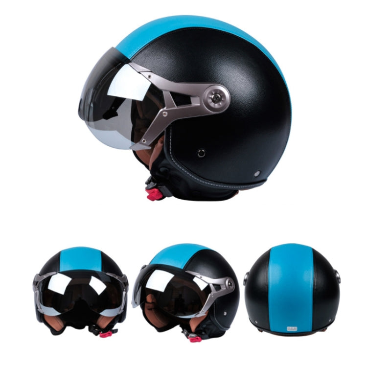 GXT Electric Vehicle Half Cover Four Seasons Retro Helmet, Size: M(Black Red)