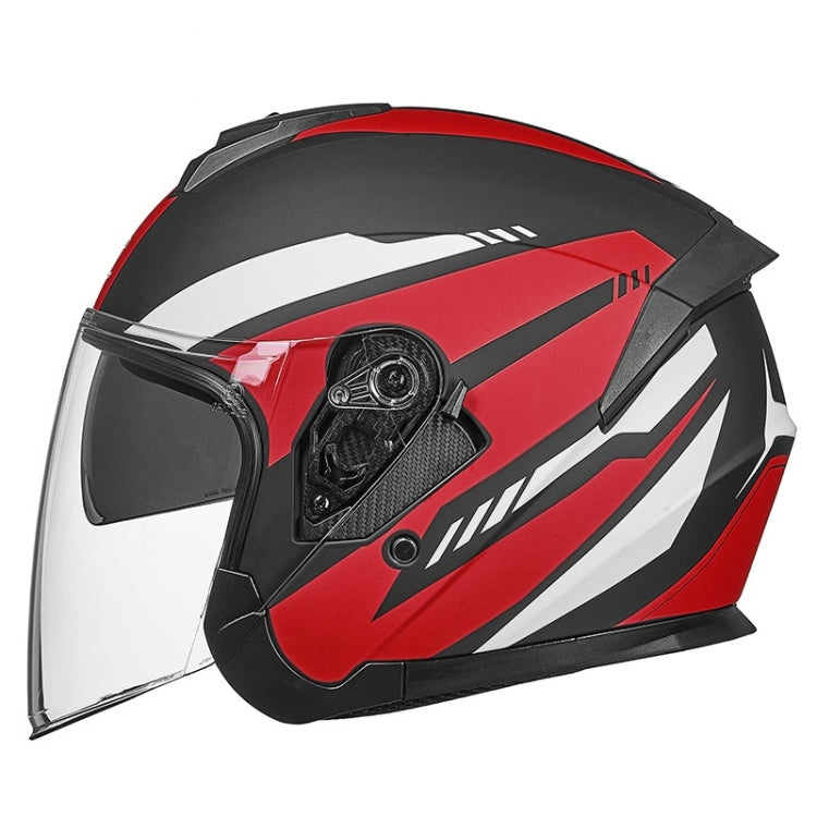 GXT Electric Vehicle Four Seasons Sun Protection & Windshield Double Lens Helmet, Size: M(Matt Black Red)