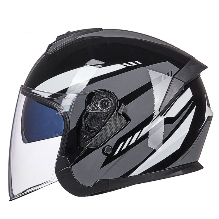 GXT Electric Vehicle Four Seasons Sun Protection & Windshield Double Lens Helmet, Size: M(Bright Black Gray)