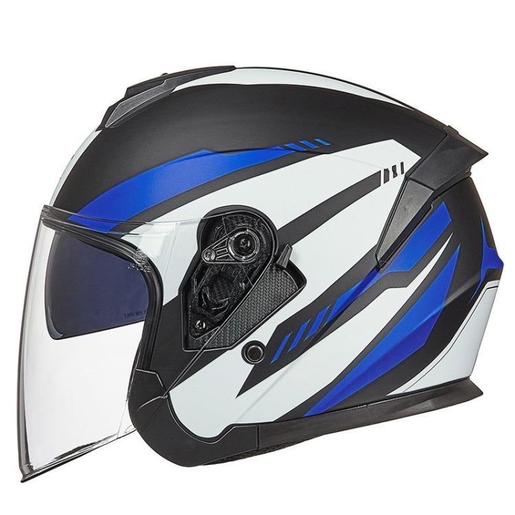 GXT Electric Vehicle Four Seasons Sun Protection & Windshield Double Lens Helmet, Size: M(Matt Black Blue)