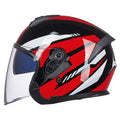 GXT Electric Vehicle Four Seasons Sun Protection & Windshield Double Lens Helmet, Size: L(Bright Black Red)