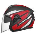 GXT Electric Vehicle Four Seasons Sun Protection & Windshield Double Lens Helmet, Size: L(Matt Black Red)