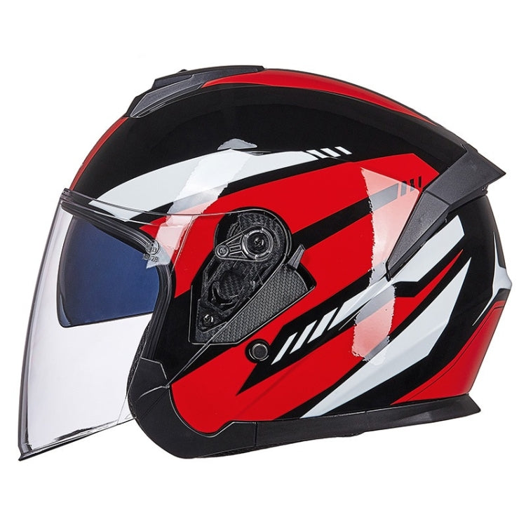 GXT Electric Vehicle Four Seasons Sun Protection & Windshield Double Lens Helmet, Size: XL(Bright Black Red)