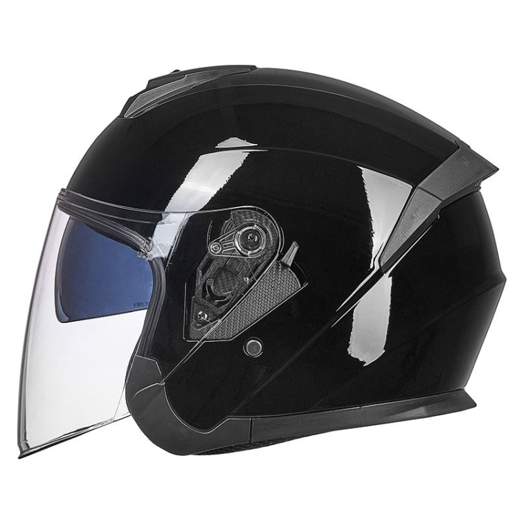 GXT Electric Vehicle Four Seasons Sun Protection & Windshield Double Lens Helmet, Size: XL(Bright Black)