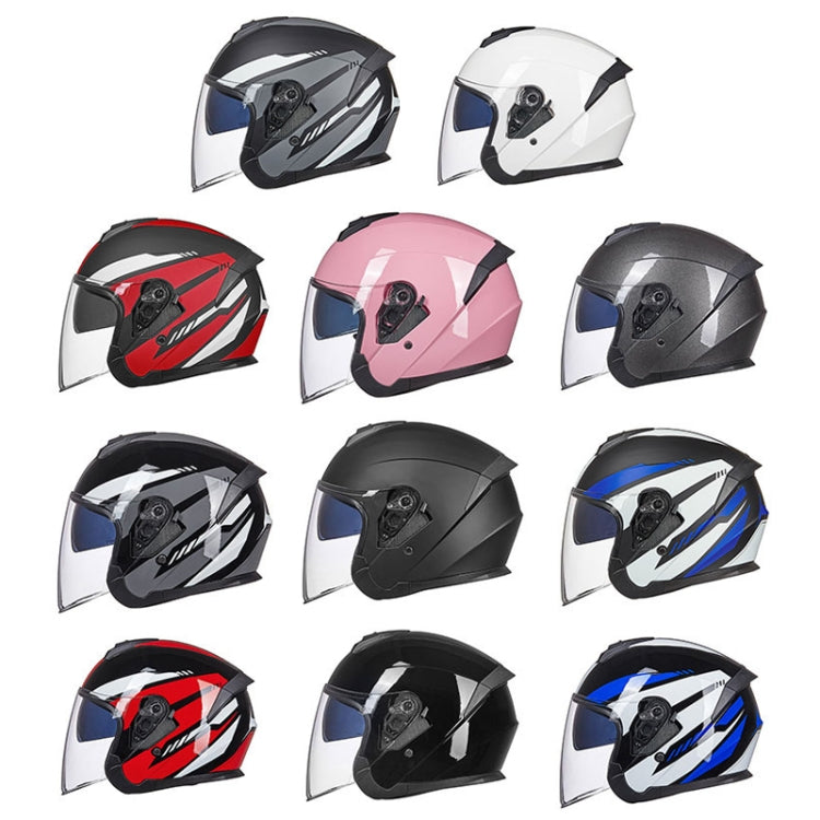 GXT Electric Vehicle Four Seasons Sun Protection & Windshield Double Lens Helmet, Size: M(Bright Black Gray)