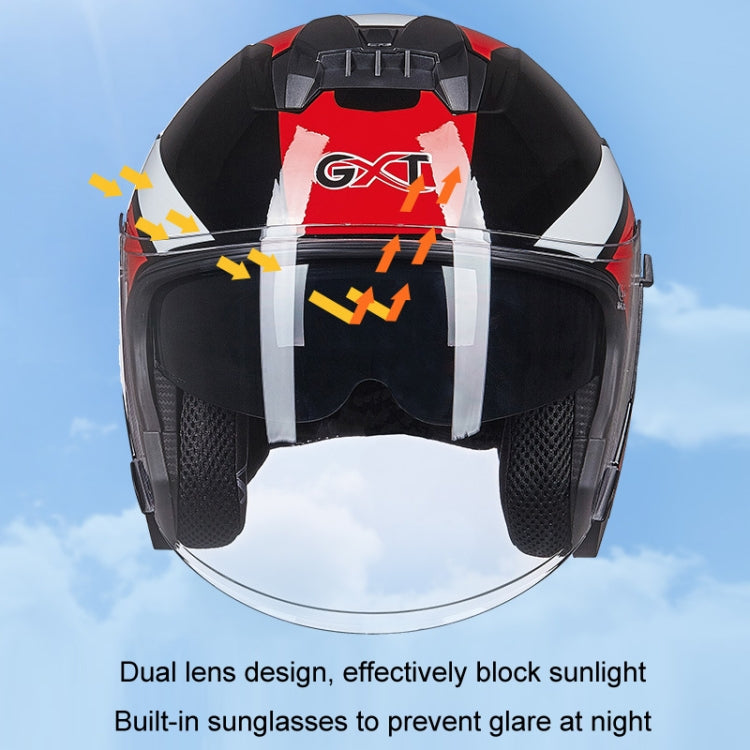 GXT Electric Vehicle Four Seasons Sun Protection & Windshield Double Lens Helmet, Size: M(Matt Black)