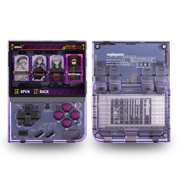 Miyoo Mini Plus 3.5 Inch IPS Screen Retro Handheld Game Console 32GB 9K Games(Transparent Purple)