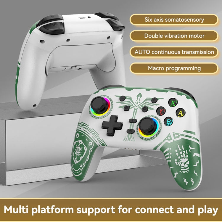 Wireless Bluetooth Somatosensory Vibration Gamepad for Nintendo Switch/Switch PRO, Color: White Green