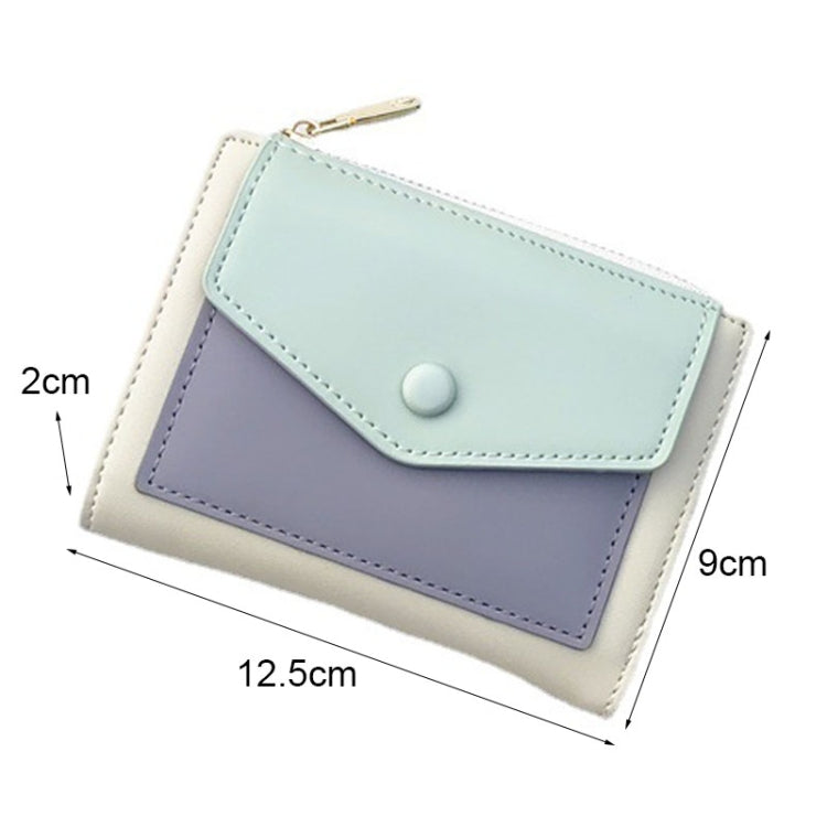 PU Leather Short Color Matching Folding Wallet Mini Portable Wallet(Light Pink)