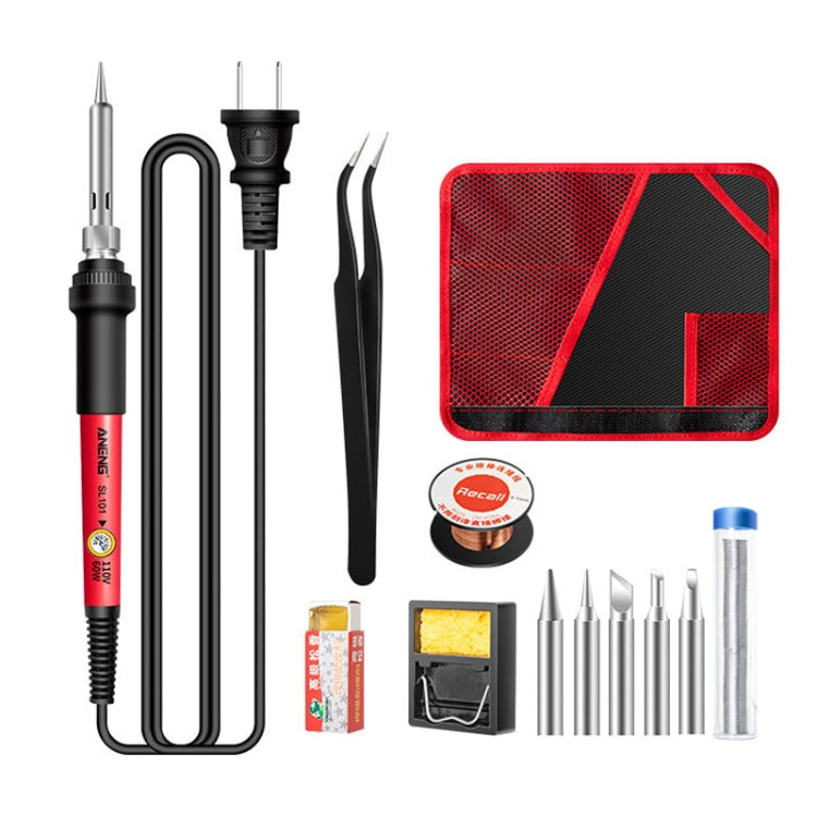 ANENG SL101 12pcs/set Rotary Thermostat Household Constant Temperature Soldering Iron Set 60W Internal Heat Welding Tool Kit(US Plug)