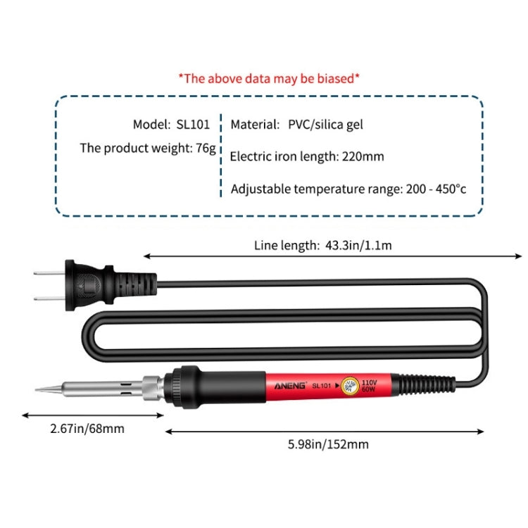 ANENG SL101 12pcs/set Rotary Thermostat Household Constant Temperature Soldering Iron Set 60W Internal Heat Welding Tool Kit(EU Plug)