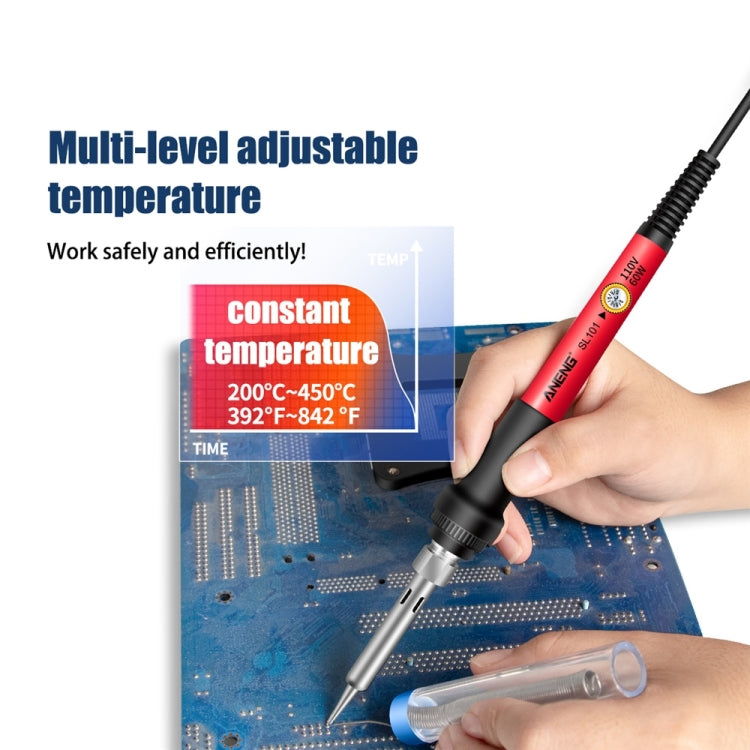 ANENG SL101 12pcs/set Rotary Thermostat Household Constant Temperature Soldering Iron Set 60W Internal Heat Welding Tool Kit(EU Plug)