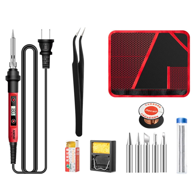 ANENG SL102 12pcs/set Digital Thermostat Household Constant Temperature Soldering Iron Set 60W Internal Heat Welding Tool Kit(US Plug)