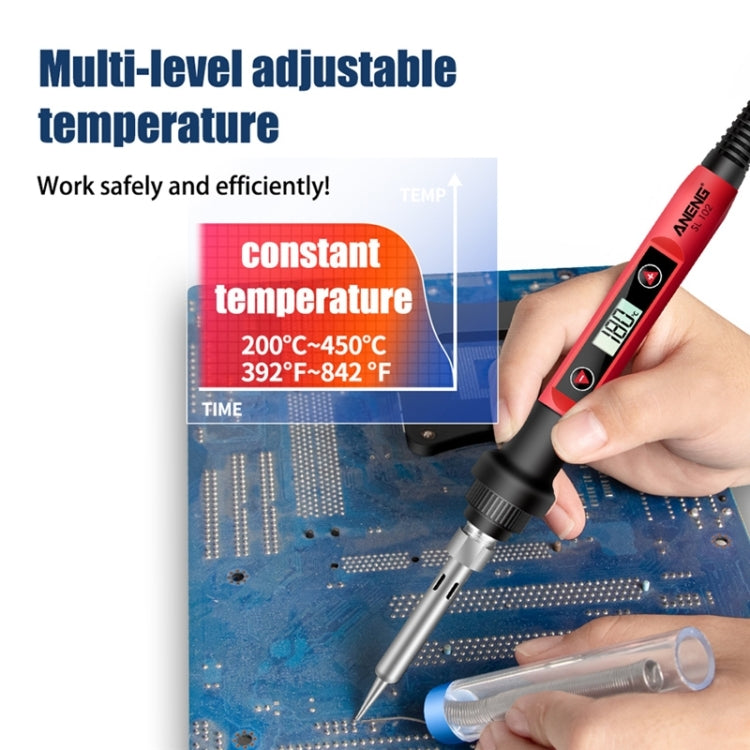 ANENG SL102 12pcs/set Digital Thermostat Household Constant Temperature Soldering Iron Set 60W Internal Heat Welding Tool Kit(US Plug)