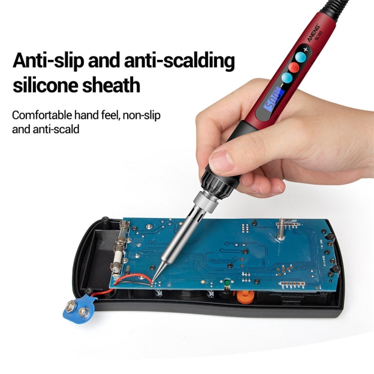 ANENG SL103 13pcs/set Intelligent Digital Display Temperature Adjustment Household Constant Temperature Soldering Iron Set 60W Internal Heat Welding Tool Kit(EU Plug)