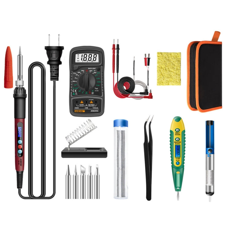 ANENG SL103 17pcs/set Intelligent Digital Display Temperature Adjustment Household Constant Temperature Soldering Iron Set 60W Internal Heat Welding Tool Kit(US Plug)