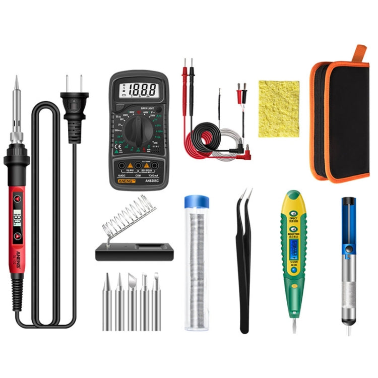 ANENG SL102 16pcs/set Digital Thermostat Household Constant Temperature Soldering Iron Set 60W Internal Heat Welding Tool Kit(US Plug)