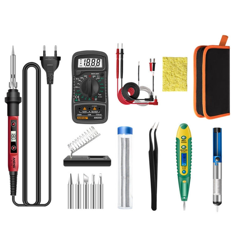 ANENG SL102 16pcs/set Digital Thermostat Household Constant Temperature Soldering Iron Set 60W Internal Heat Welding Tool Kit(EU Plug)