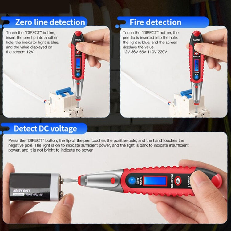 ANENG VD700 2pcs Sound and Light Alarm Non-contact Digital Display Sensor Multi-function Test Pen(Yellow Green)