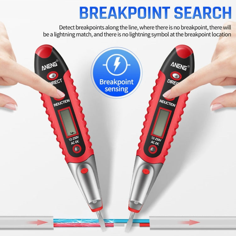 ANENG VD700 2pcs Sound and Light Alarm Non-contact Digital Display Sensor Multi-function Test Pen(Black Red)