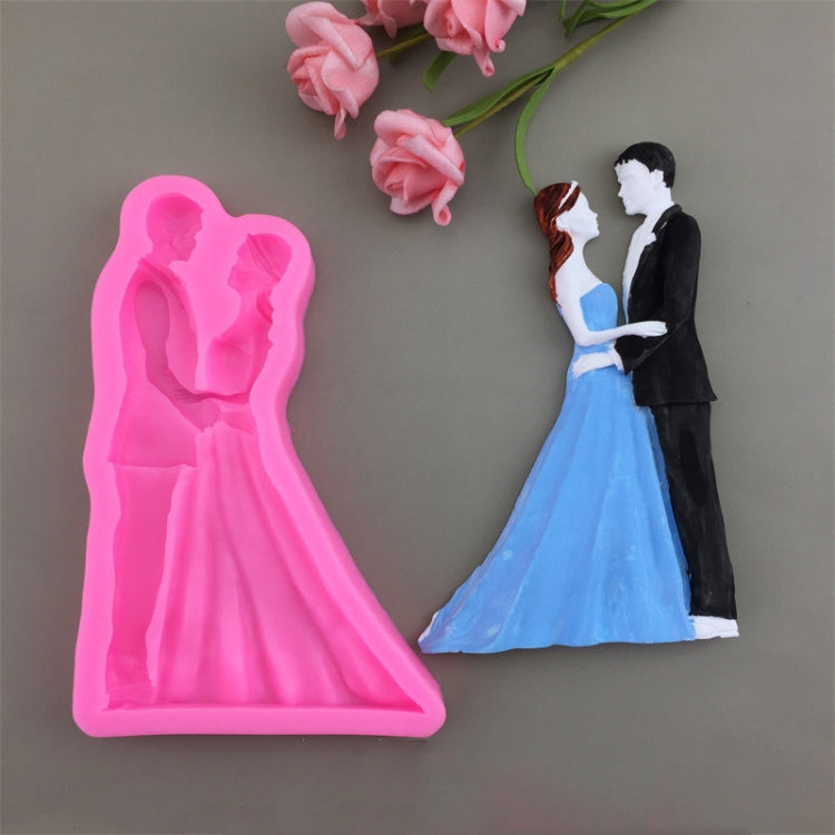 Bride And Groom Silicone Chocolate Epoxy Plaster Mold, Size: Large