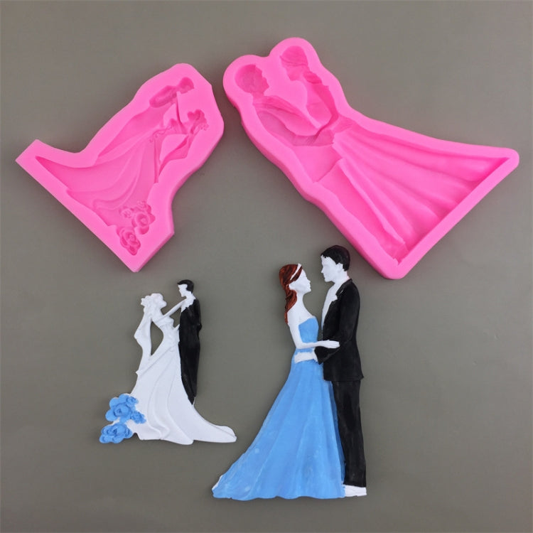 Bride And Groom Silicone Chocolate Epoxy Plaster Mold, Size: Large