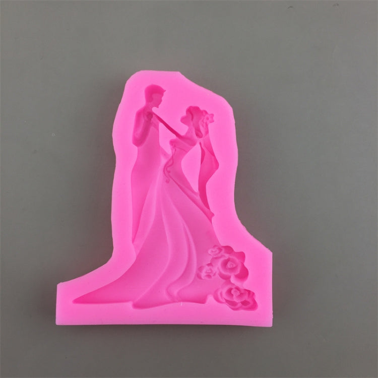 Bride And Groom Silicone Chocolate Epoxy Plaster Mold, Size: Large