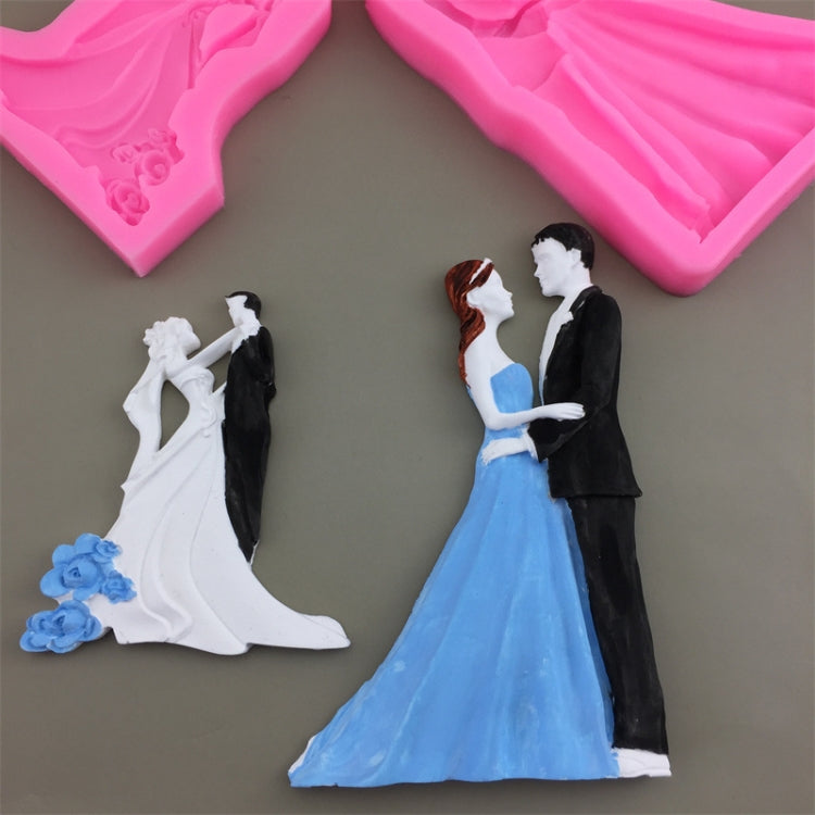Bride And Groom Silicone Chocolate Epoxy Plaster Mold, Size: Large
