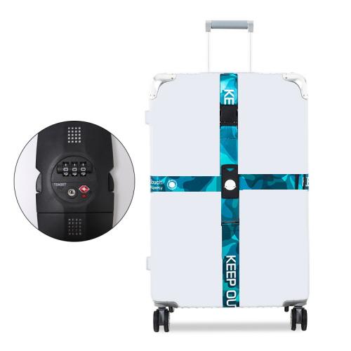 Luggage Cross Customs Lock Binding Strap, Color: Keep Out Blue (TSA)