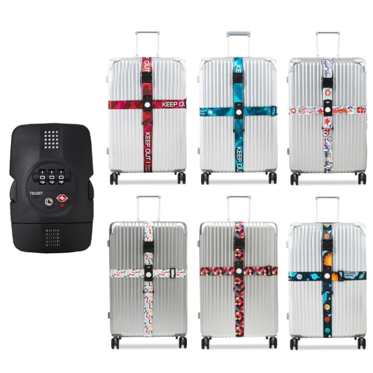 Luggage Cross Customs Lock Binding Strap, Color: Colorful Dragon Scales (TSA)