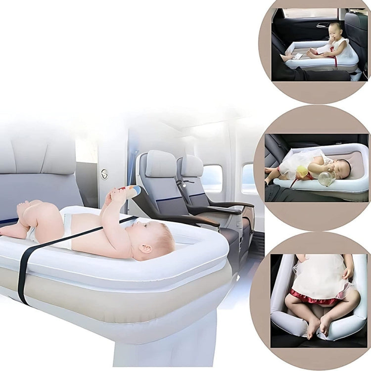 Outdoor Travel Baby Inflatable Bed Children Car Rear Folding Bed Aircraft Inflatable Mattress, Color: Gray+CN Plug Inflatable Pump+Storage Bag+Seat Belt