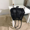 Transparent Mesh Single Shoulder Bag Student Bag(Black)