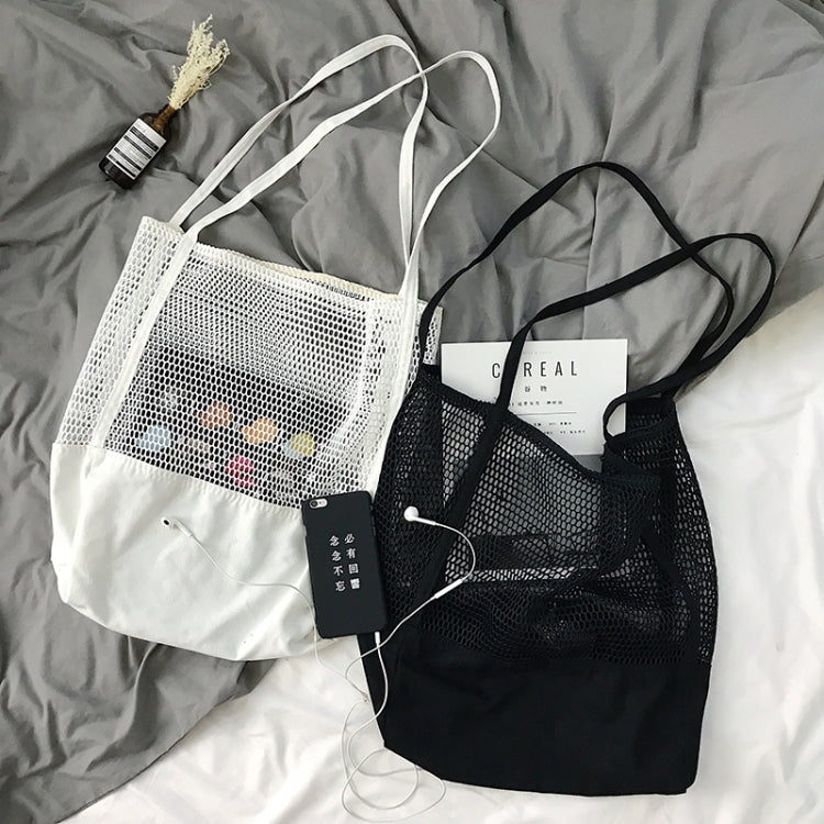 Transparent Mesh Single Shoulder Bag Student Bag(Black)